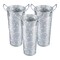 3 Pieces Galvanized Metal Farmhouse Flower Vases 9 Inch, - Rustic Decorative French Flower Bucket Pots for Wedding Table Centerpiece Decorations, Home Decor by Walford Home